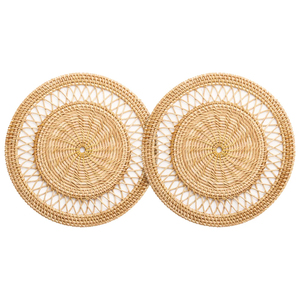 Handwoven <b>Round</b> Rattan <b>Placemats</b> for Dining Table Natural Wicker Charger Plate Mat Eco-Friendly Table Decor Made in Vietnam - Product Image 1