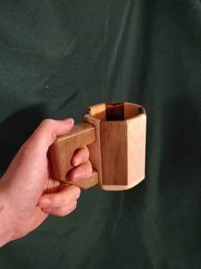 Jarras de cerveza de madera clásicas, taza de madera marrón Retro hecha a mano NATURAL con asa para té, café, vino, cerveza, bebidas calientes - Product Image 6