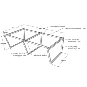 Industrial Design Style 240x120 Trapez Concept Assembly Conference Table Legs-HCTC019 - Product Image 6