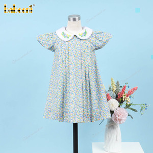 Vestido Tipo Bata Personalizable de Lujo para Niñas, Bordado a Mano con Patrón Geométrico, Transpirable, Ecológico, 100% Algodón, Midi - Product Image 2