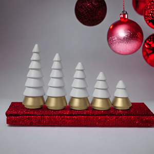 Diseño único estilo americano blanco y dorado madera de mango de alta calidad árbol de Navidad acabado a mano para vacaciones festivas y decoración del hogar - Product Image 2