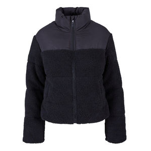 Veste en polaire sherpa à fermeture éclair intégrale, design décontracté, sur mesure pour femmes, manches longues, bicolore, surdimensionnée, chaude, vêtements d'extérieur d'hiver avec poche - Product Image 1