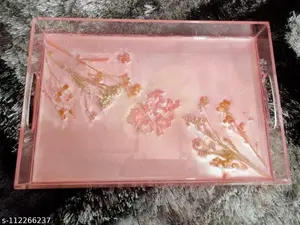 Bandeja de resina de Hotel hecha a mano de diseño moderno elegante con asas Bandeja de servicio de alta calidad para Bodas de decoración del hogar - Product Image 3