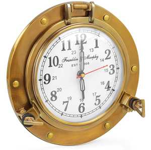 Reloj de pared náutico de latón para decoración del hogar, rueda de reloj de fabricante indio pulido dorado - Product Image 6