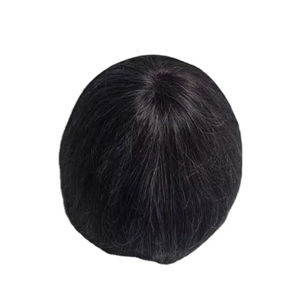 Perruque en cheveux humains à dentelle frontale mono, cheveux chinois vierges Remy, patchs de cheveux, lisses crépus, vague profonde, 1b+gris - Product Image 4