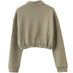 Sudadera de Mujer, Corte Regular, 1/4 Algodón Felpa, Estilo Urbano, Media Cremallera, Capucha, Estampado, Técnica de Lavado a la Piedra, Logotipo Frontal, Invierno - Product Image 5