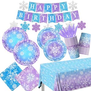 Vajilla Desechable para Fiesta <span class=keywords><strong>Frozen</strong></span>, Pancarta <span class=keywords><strong>de</strong></span> Fiesta Azul con Copos <span class=keywords><strong>de</strong></span> Nieve y País <span class=keywords><strong>de</strong></span> las Maravillas Invernal para Decoraciones <span class=keywords><strong>de</strong></span> Fiesta <span class=keywords><strong>de</strong></span> Navidad y Cumpleaños <span class=keywords><strong>de</strong></span> Invierno - Product Image 1