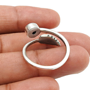 แหวนใบพระจันทร์สีน้ำเงินเพลิงสีรุ้งธรรมชาติสำหรับงานเลี้ยงวันเกิด925เครื่องประดับแฮนด์เมดเงินสเตอร์ลิงสีน้ำเงินผู้ผลิตจำนวนมาก - Product Image 5