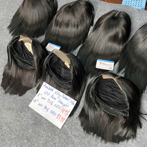 Perruques humaines de qualité supérieure, extensions de cheveux lisses, raie au milieu, 10-12 pouces, diverses couleurs, fermeture en dentelle, perruque vietnamienne - Product Image 5