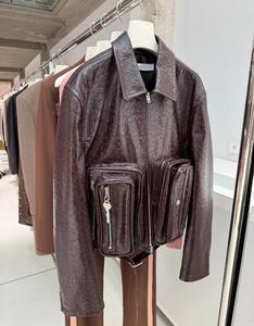 Chaqueta de Cuero de Oveja con Cremallera, Hecha a Mano, Resistente al Viento, de Alta Calidad, Ajustada, Impermeable y Ecológica, Personalizada OEM para Hombre - Product Image 1