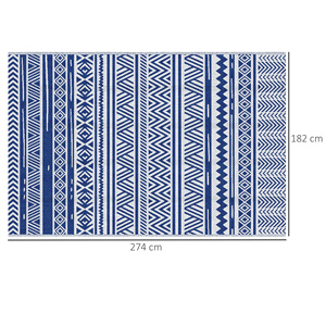 Tapis d'extérieur Outsunny 182x274 cm pliable et réversible, en polypropylène bleu et blanc - Product Image 3