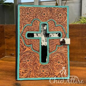 New Hand Tooled Leather Notepad Covers <b>A4</b> with Document Organizer for Men & Women Personalized Cowhide <b>Portfolio</b> with Pen Loop - Product Image 1