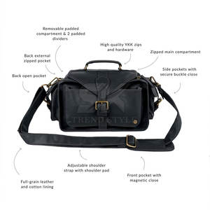 Sac à appareil photo en cuir de couleur unie avec logo personnalisé, étui de transport pour appareil photo à teinte unique, OEM - Product Image 3