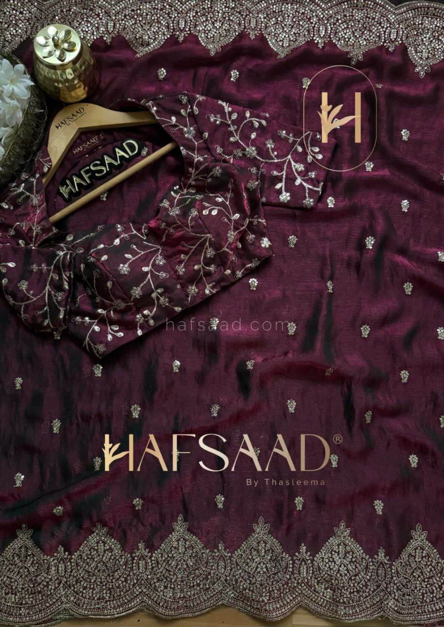 stardust satin saree red maroon color