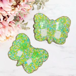 Handmade <b>Beaded</b> Coaster <b>Butterfly</b> Design Green Color Home Bar Party Restaurant Decoration Tea coaster - Product Image 1