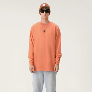 T-shirt à manches longues oversize pour homme, 260 g/m², poids lourd, coton uni, impression personnalisée, t-shirt pour homme - Product Image 1