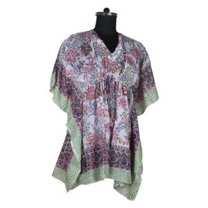 Bloc imprimé sans manches Maxi coton indien Maxi robes pour femmes KFCS165 coton été Maxi robe 100% organique porter concepteur - Product Image 2