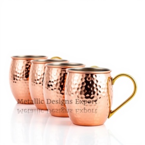 Mules élégantes en cuivre martelé Moscou-16oz verres avec poignée unique en métal étoile (lot de 4) pour les amoureux - Product Image 4