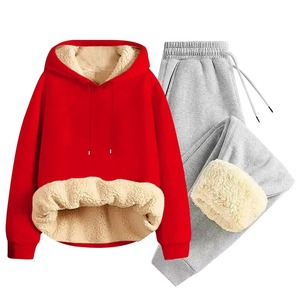 Conjunto de Sudadera con Capucha de Terciopelo de Cordero Grueso para Hombre, Invierno, Casual, 100% Algodón, Talla Grande, Combinación de Sudadera y Chaqueta Acolchada Cómoda - Product Image 1