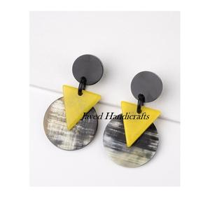 เครื่องประดับรูปเขาควายสไตล์โบโฮของผู้หญิงทำมือดีไซน์เรขาคณิตและหยดน้ำเทคนิคขัดเงา - Product Image 4