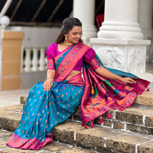 ส่าหรีผ้าไหมที่สวยงามกับการออกแบบการิทอ zari - Product Image 1