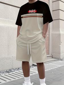 Conjunto de camisa con estampado 3D y pantalones cortos con cordón para hombre, ligero, ideal para salidas informales y actividades al aire libre - Product Image 3