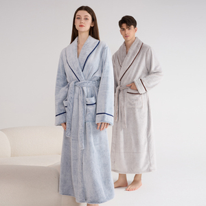 Peignoirs gaufrés pour hommes et femmes de meilleure qualité vêtements de nuit doux romantiques pour automne hiver imprimé uni pour l'hôtel en gros - Product Image 5