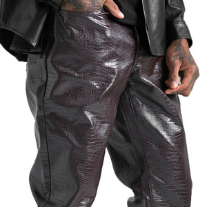 กางเกงหนังสำหรับผู้ชายกางเกงหนังลำลองสำหรับผู้ชายผลิตตามแบบใหม่2023 - Product Image 3