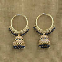 Boucles d'oreilles créoles de luxe en laiton de style Jhumki de Bali, forme lune, plaqué or de haute qualité, accessoire de mode pour femme