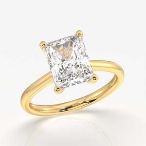 Radiant Cut Moissanite Diamond Classic Solitaire Engagement <b>Ring</b> 9k <b>Gold</b> Classic Style - Product Image 3