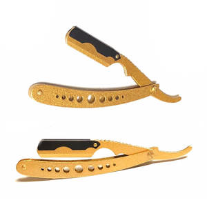 Navaja de Afeitar Clásica Profesional para Hombre, de Acero Inoxidable Dorado y Negro, para Barbería, Afeitado y Recorte de Barba - Product Image 4