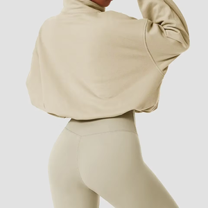 Sweat-shirt à fermeture éclair avec logo personnalisé de haute qualité à des prix abordables sweat-shirt à la mode pour femmes haut à manches longues sweat-shirt en molleton de coton de grande taille - Product Image 5