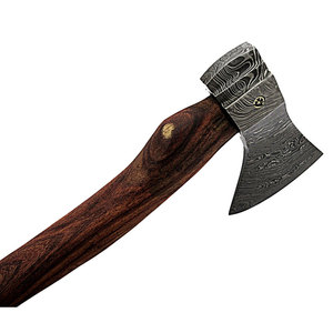 Wholesale Customized Bulk Orders OEM ODM Service Professional Damascus <b>Axe</b> Handmade Steel <b>Axe</b> Rose Wood <b>Handle</b> Leather Sheath - Product Image 3