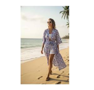 ชุดคลุมกิโมโนผ้าฝ้ายพิมพ์ลายดอกไม้ คอตตอนแท้ รุ่นใหม่ล่าสุด - Product Image 1