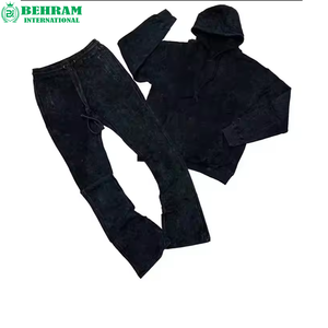 Sudadera con capucha y pantalón de chándal de algodón 100% grueso, unisex, para invierno, con logotipo personalizado OEM. - Product Image 2