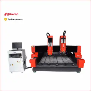 Granit taş oyma oyma makinesi ağır çift kafaları 3 eksen 4 eksen taş mermer için Cnc Router