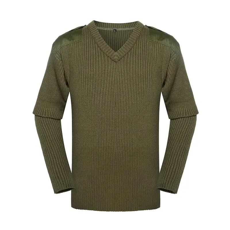 Combat Olive Green O Neck Style Wool Knitted Tactical Men Sweater