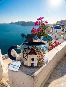 Wholesale Custom 3D Relief Turkish Floral <b>Ceramic</b> <b>Mug</b> Handmade Hand Painted Spoon Travel Tourist Gift Dishwasher Safe - Product Image 5