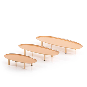 Vaisselle de qualité supérieure présentoir de desserts de mariage et d'événement avec impression en émail ensemble de 3 supports de service de gâteaux en fer massif - Product Image 2