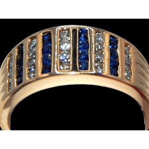 แหวนทอง14K ประดับเพชร20เม็ดและแซฟไฟร์ฝังเพชร16เม็ดสำหรับคู่รักและรูปปีกขนาด tgw. 68 CT - Product Image 3