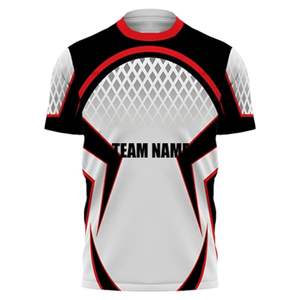 Venta al por mayor de Jersey de fútbol con cuello en V para hombre adulto manga corta con logotipo personalizado Impresión digital transpirable de talla grande conjuntos de secado rápido - Product Image 3
