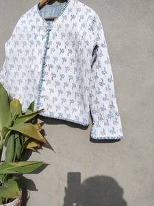 Automne hiver veste matelassée meilleure qualité bloc à la main imprimé Floral coton toile bouton rayure respirant coupe décontractée Artisan - Product Image 2