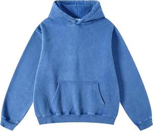 Sweat à capuche uni 100% coton délavé à l'acide - Product Image 1