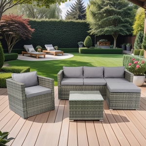 2025 IPRO Premium muebles de exterior modernos jardín Patio Modular salón esquina 5 plazas resistente a la intemperie impermeable PE mimbre - Product Image 2