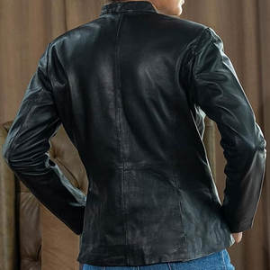 Veste en cuir PU pour homme, style vintage décontracté, haute qualité, vente chaude, pour motard, coupe ajustée, fermeture éclair, unie, lavée - Product Image 5