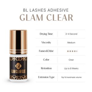 Pegamento para Pestañas Líquido Transparente de Alta Viscosidad BL Glam, Fijación Fuerte, Secado Rápido, Resistente al Agua, Bajo en Vapores, Logotipo Personalizado, Marca Privada Gratis - Product Image 2