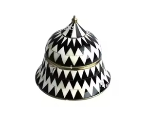 Casserole de luxe en métal noir/rouge en forme de dôme, décorative, 1 pièce, plat de service aux couleurs magnifiques - Product Image 5