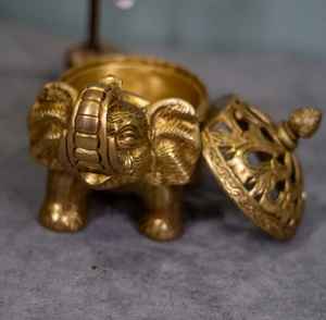 เครื่องหอมแบบห่วงรูปช้างทำจากทองเหลืองบริสุทธิ์สำหรับประดับวัดในบ้านวัสดุงานฝีมือโลหะจากไม้ - Product Image 2