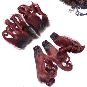 Pelo crudo de alta calidad Ombre Borgoña Paquetes de color ondulado con frontal y paquetes para hacer pelucas - Product Image 1