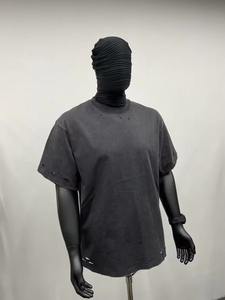 Nouveau 100% coton tissu surdimensionné hommes lavage à l'acide T-Shirt pour hommes personnalisé en détresse T-Shirt avec solide blanc 2025 T-Shirt surdimensionné - Product Image 2